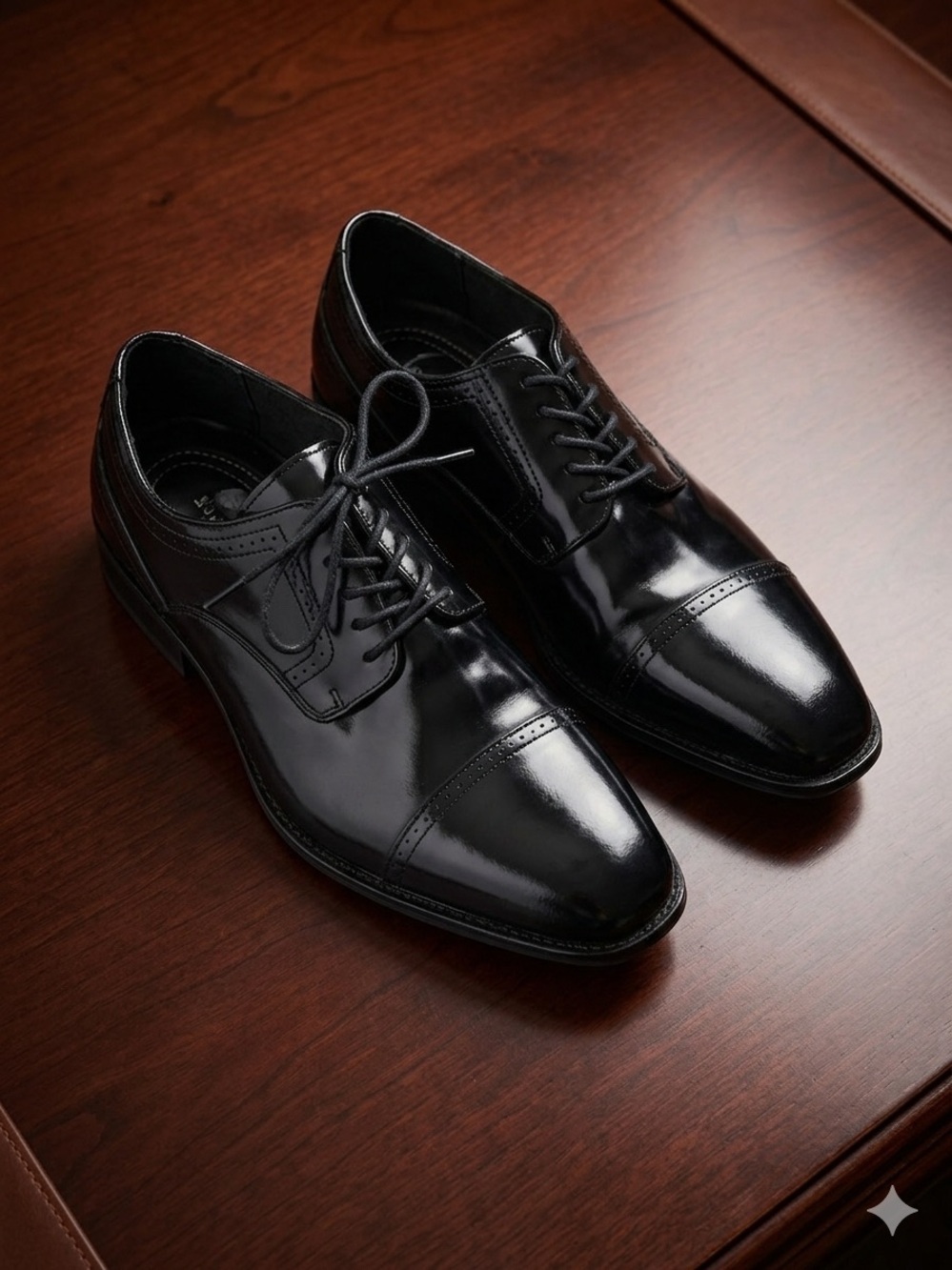 Stacy Adams Black Cap-Toe Derby Dress Shoes